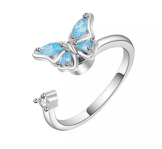 Zirconia Butterfly Worry Ring