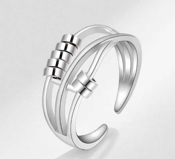 Zilveren draaiende ring
