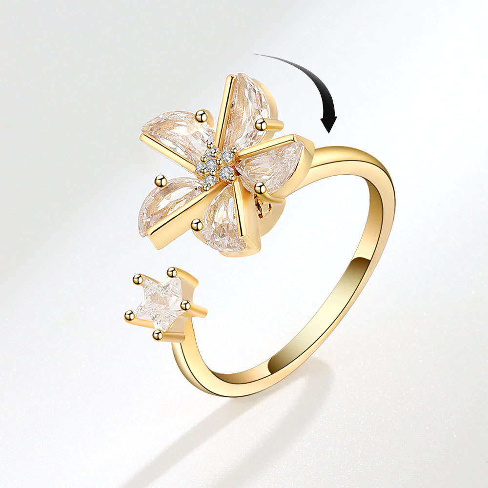 Flower Zirconia Worry Ring (Gold/Silver)