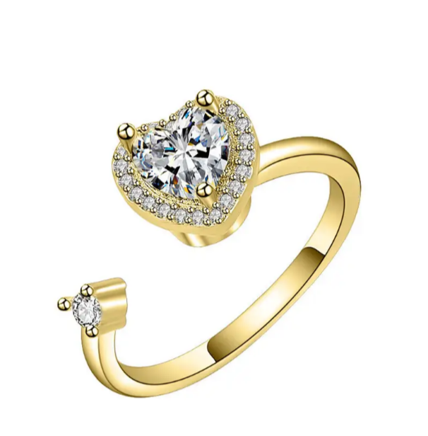 Heart Zirconia Worry Ring (Gold/Silver)